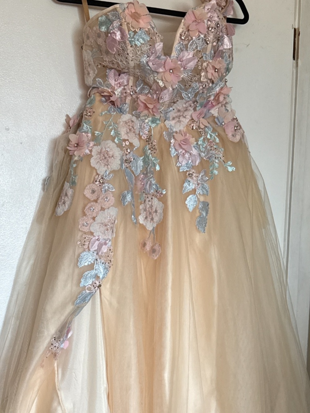 One shoulder fairy prom dress